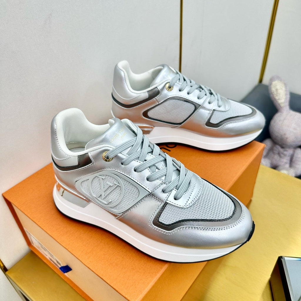 LOUIS VUITTON NEO RUN AWAY SNEAKER IN SILVER CALFSKIN