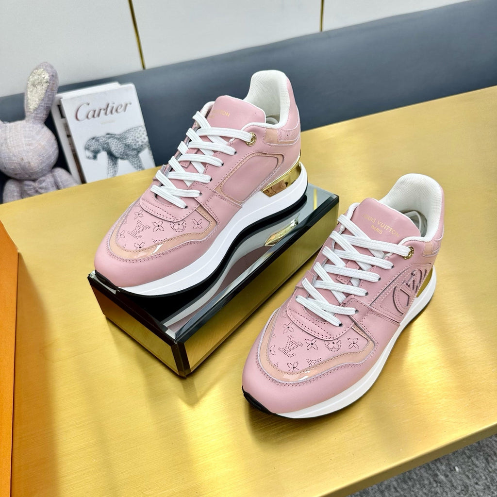 LOUIS VUITTON NEO RUN AWAY SNEAKER IN ROSE PINK CALFSKIN