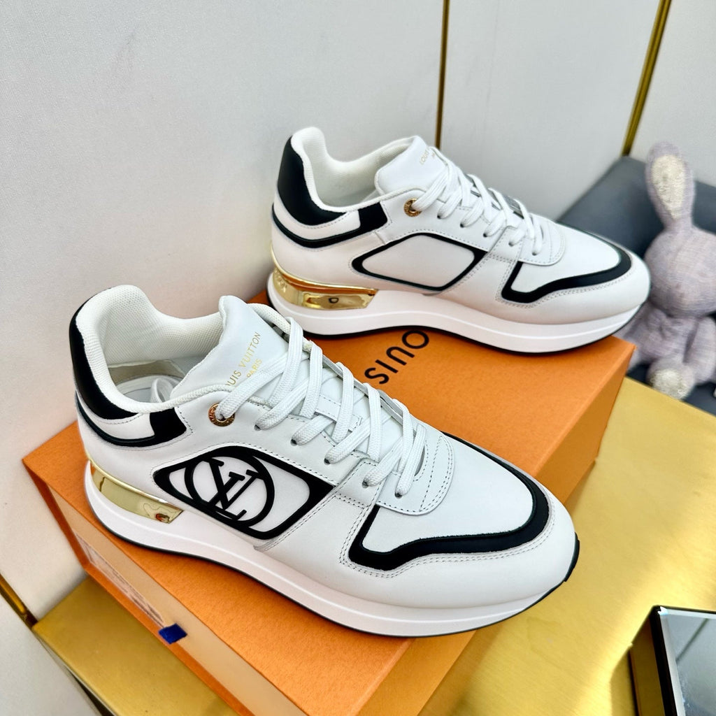 LOUIS VUITTON NEO RUN AWAY SNEAKER IN WHITE MIX BLACK CALFSKIN