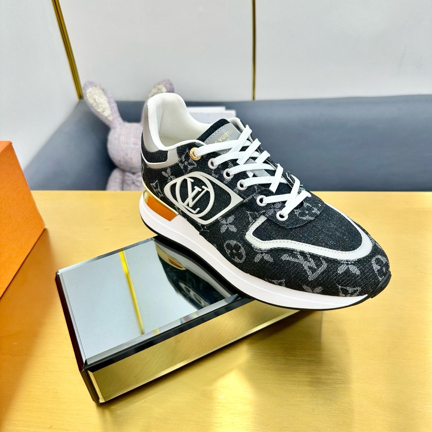 LOUIS VUITTON NEO RUN AWAY SNEAKER IN BLACK MONOGRAM DENIM FABRIC