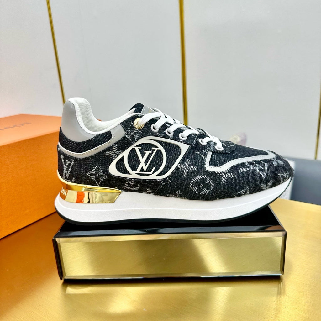 LOUIS VUITTON NEO RUN AWAY SNEAKER IN BLACK MONOGRAM DENIM FABRIC