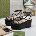 GUCCI WEDGE PLATFORM IN BLACK SHEEPSKIN