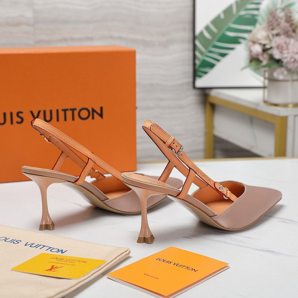 LOUIS VUITTON LV WOMEN BLOSSOM SLINGBACK PUMP IN NUDE BEIGE EMBROIDERED FABRIC