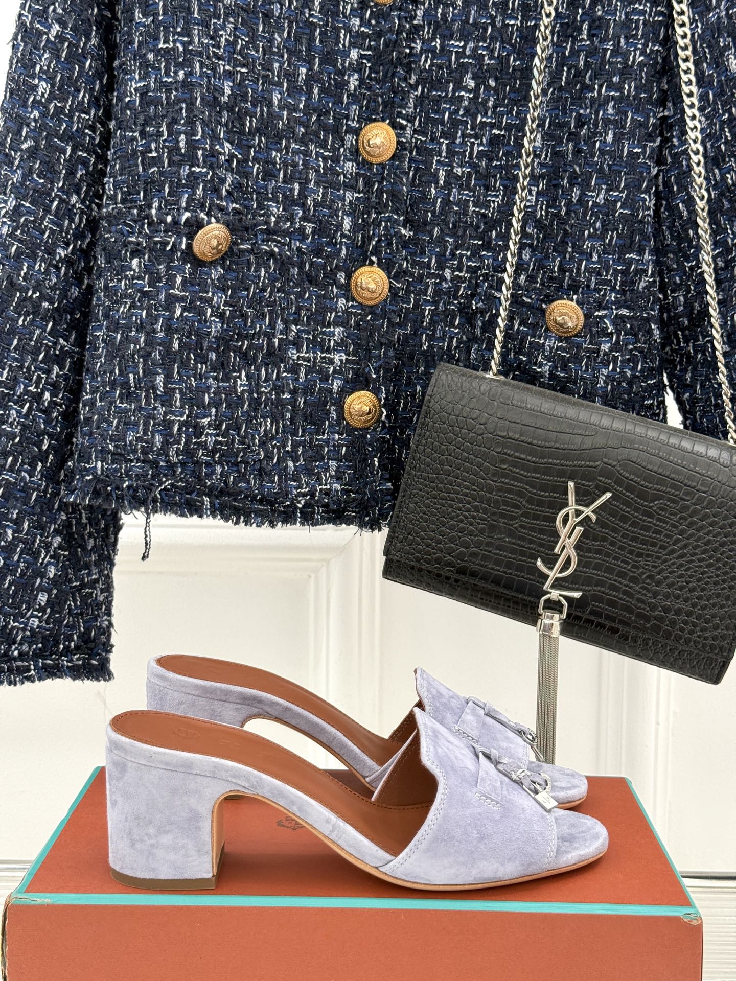 HIGH HEELS IN GREY SUEDE AND LAMBSKIN