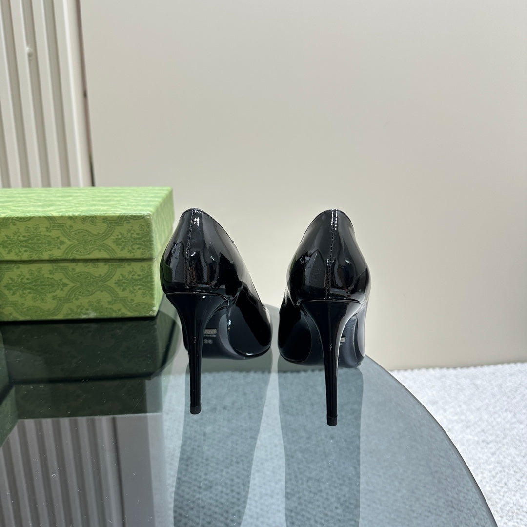 GUCCI 105 HIGH HEEL PUMP BLACK LAMBSKIN