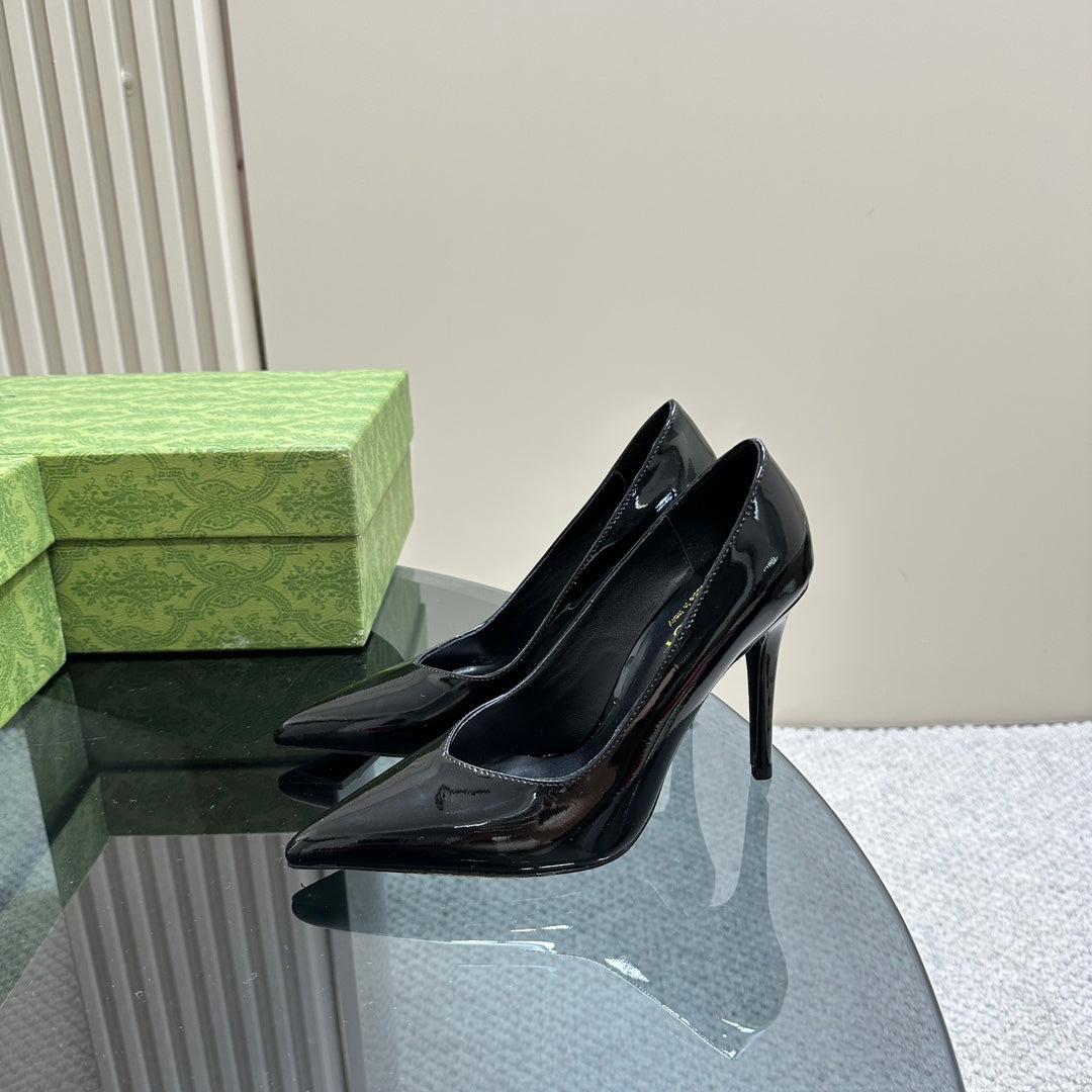 GUCCI 105 HIGH HEEL PUMP BLACK LAMBSKIN
