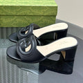 GUCCI MID-HEEL 5 CM MULE IN BLACK CALFSKIN