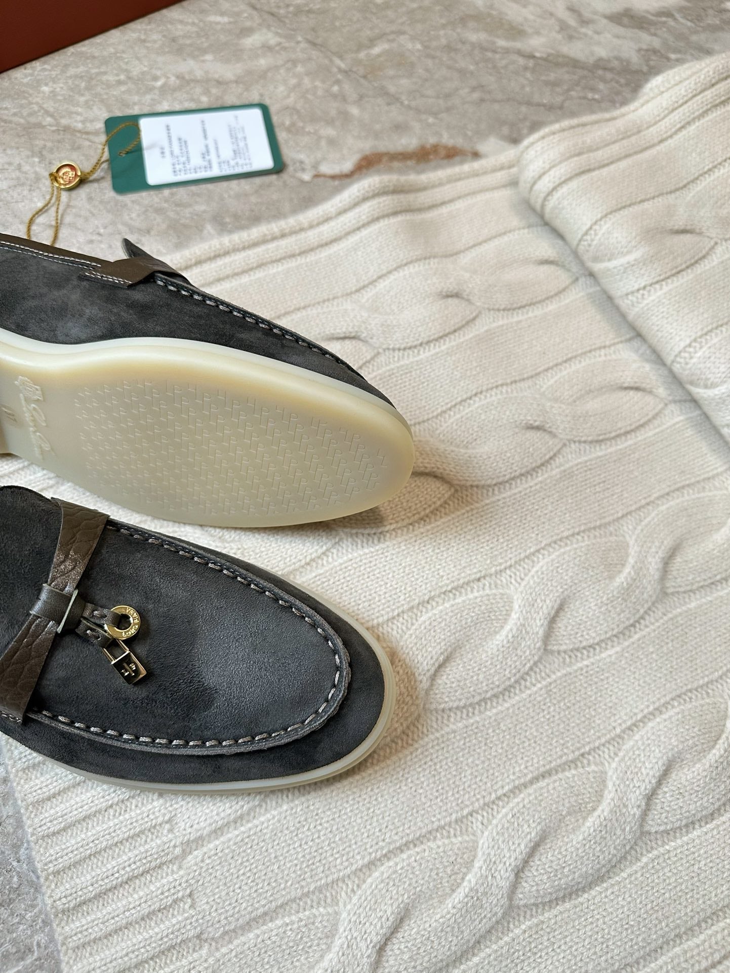 LP LOAFERS 25S IN DARK GREY SUEDE MIX LAMBSKIN