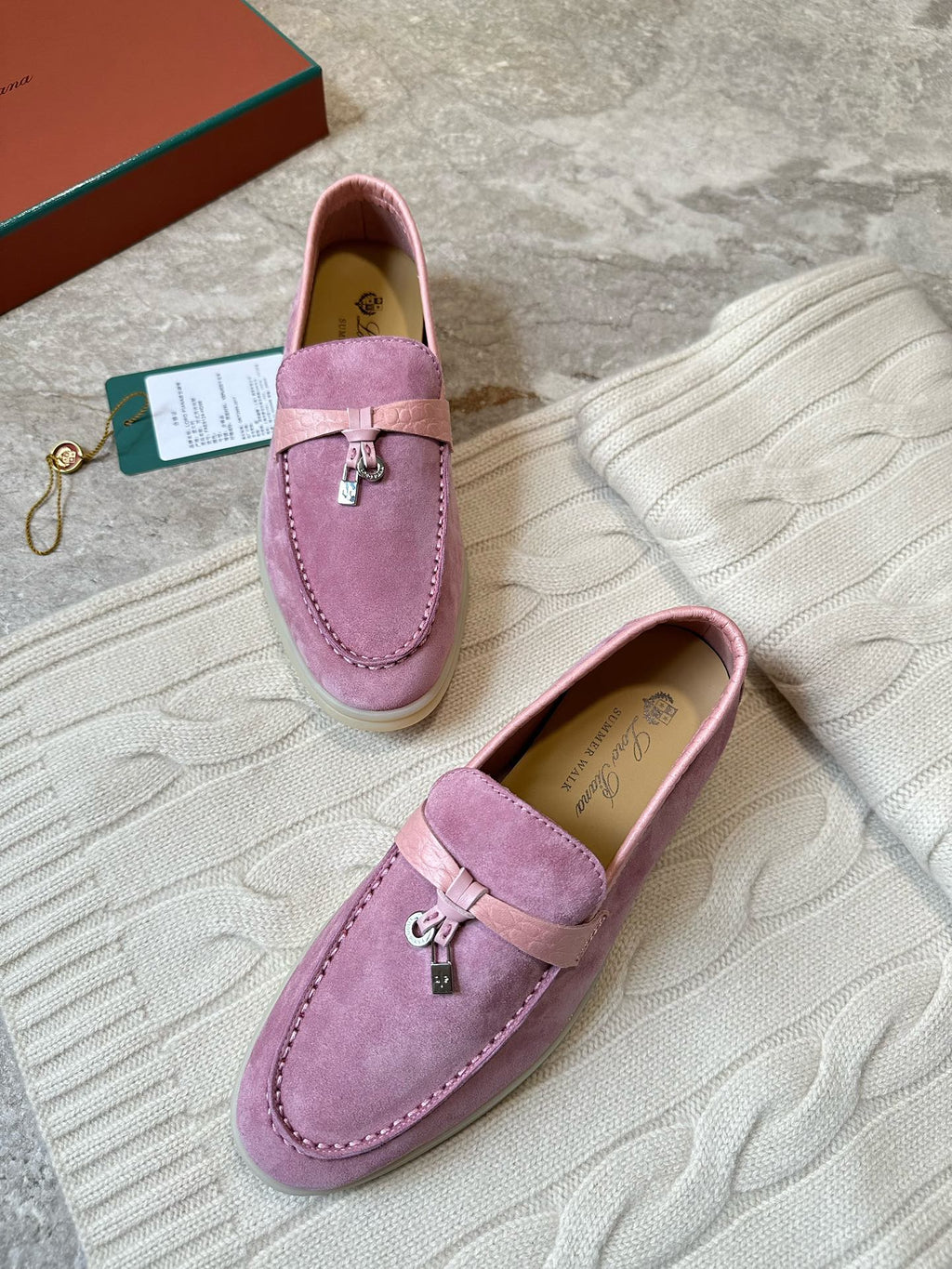 LP LOAFERS 25S IN MAUVE PINK SUEDE MIX LAMBSKIN