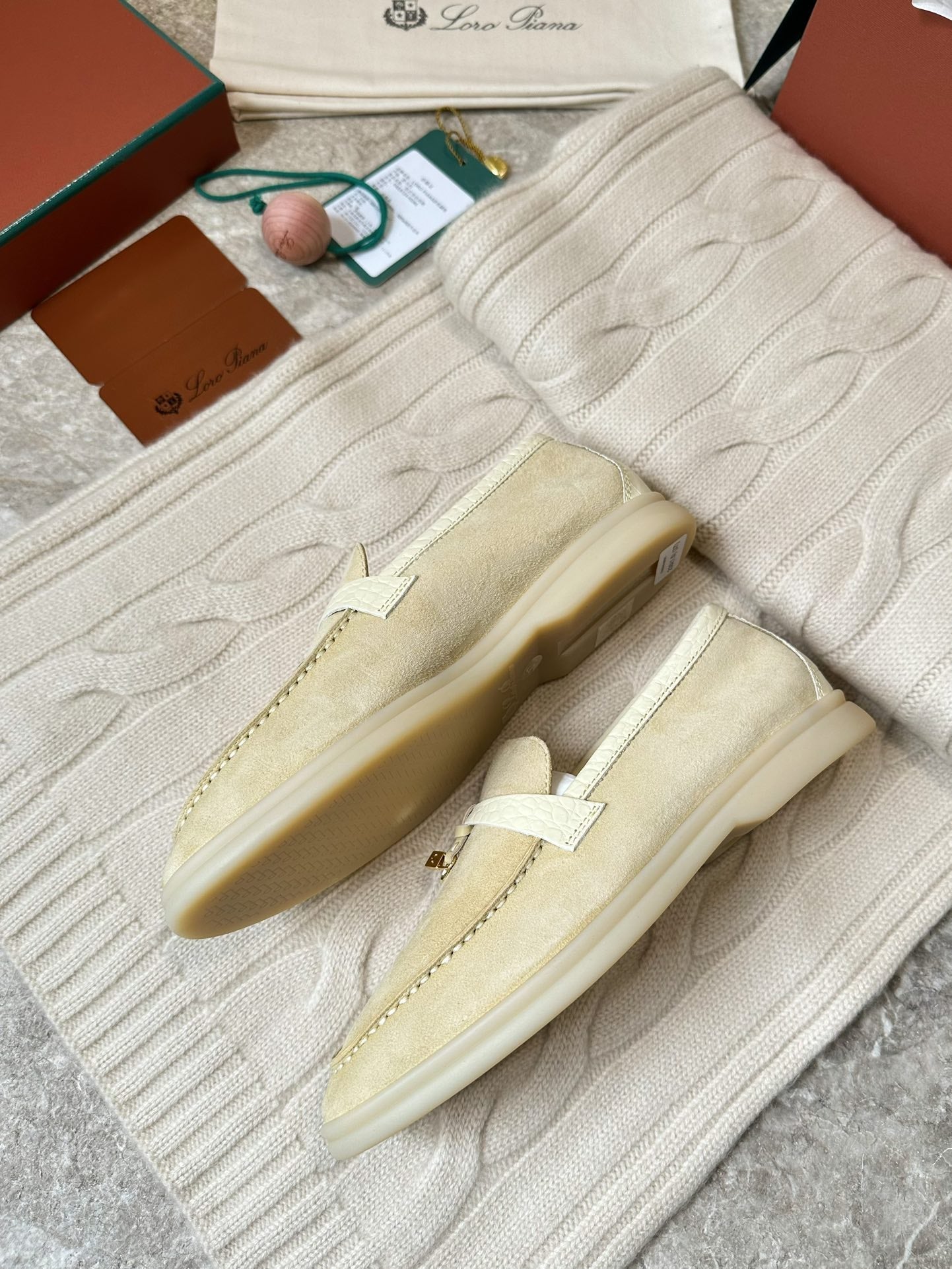 LP LOAFERS 25S IN SOFT BEIGE SUEDE MIX LAMBSKIN