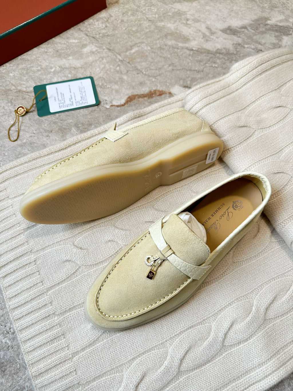 LP LOAFERS 25S IN SOFT BEIGE SUEDE MIX LAMBSKIN