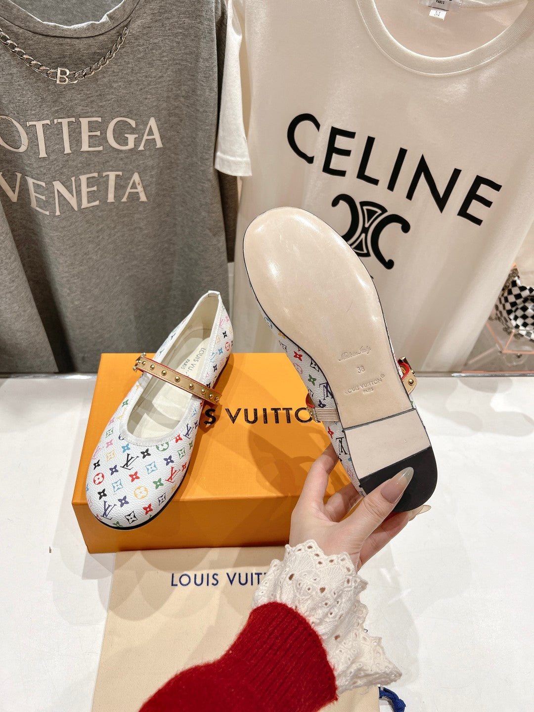 LOUIS VUITTON MARY JANE FLAT IN WHITE MONOGRAM CALFSKIN