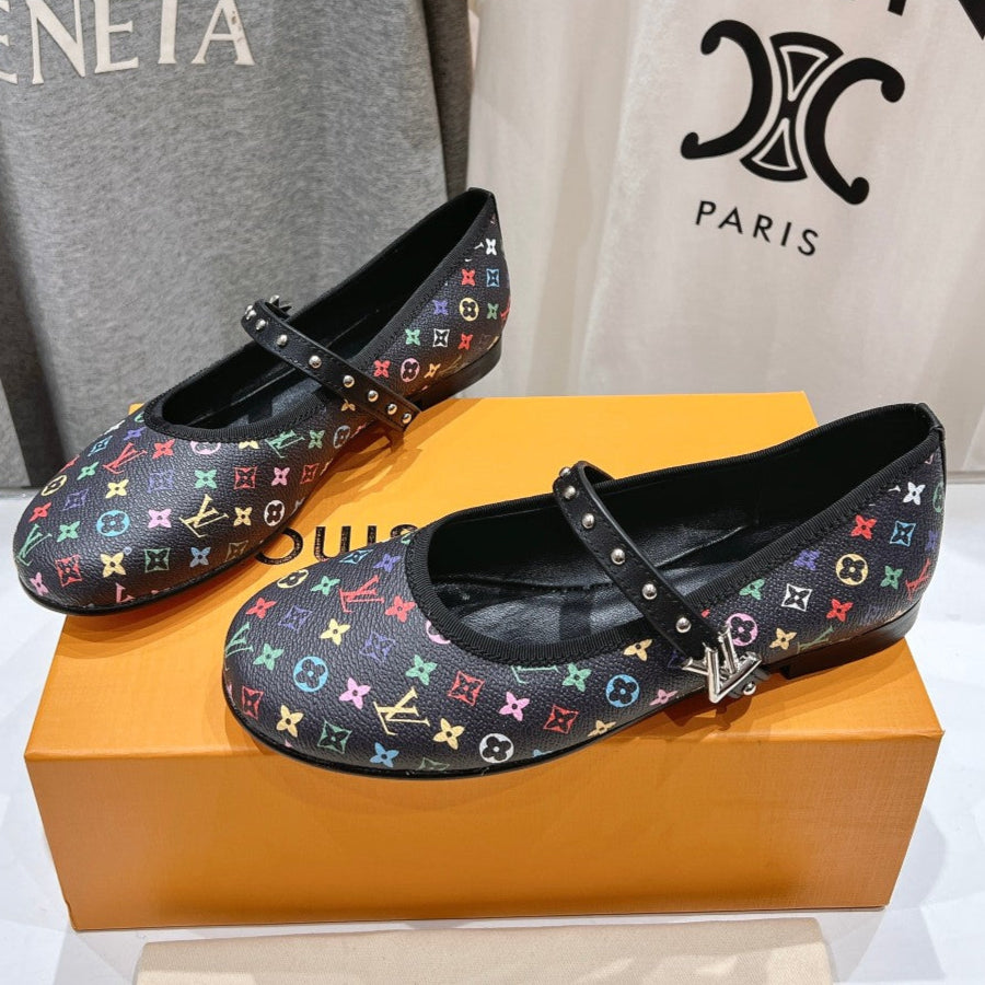 LOUIS VUITTON MARY JANE FLAT IN BLACK MONOGRAM CALFSKIN