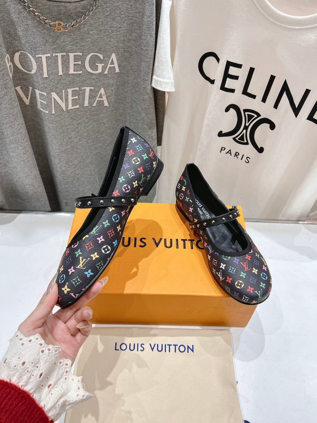LOUIS VUITTON MARY JANE FLAT IN BLACK MONOGRAM CALFSKIN