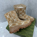 GUCCI &NY SNOW BOOTS IN WOOD BROWN SUEDE AND WOOL LINING