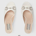 GUCCI Women's Horsebit mid-heel slide sandal in White
