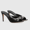 GUCCI Women's Horsebit mid-heel slide sandal in Black