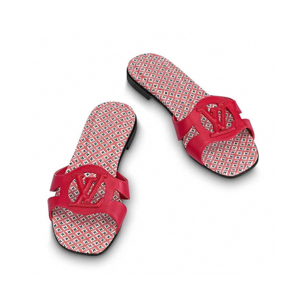 LOUIS VUITTON LV WOMEN ISOLA FLAT MULE IN CHERRY RED SHEEPSKIN