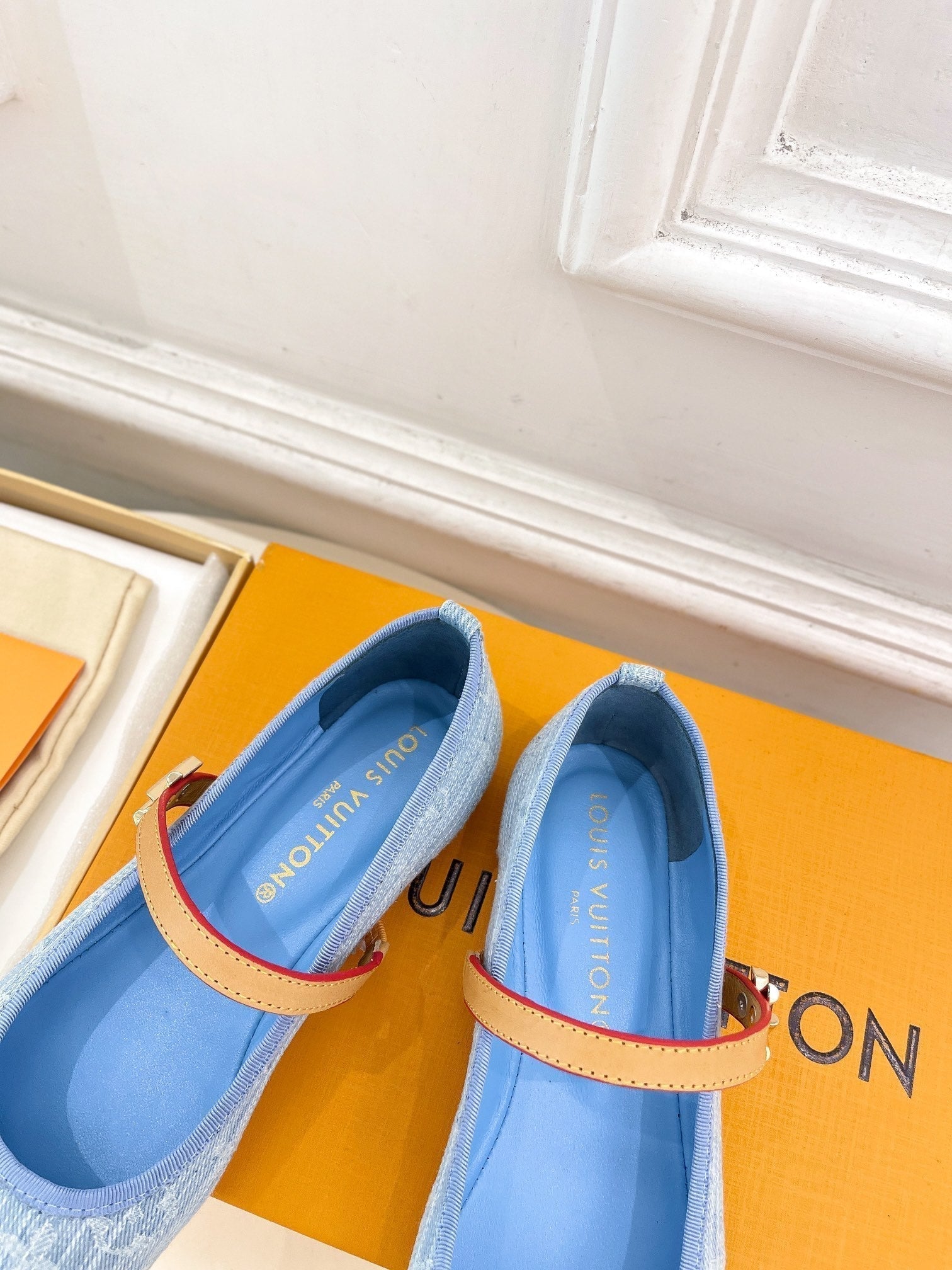 LOUIS VUITTON LV WOMEN ROMY FLAT BALLERINA IN LIGHT BLUE MONOGRAM DENIM