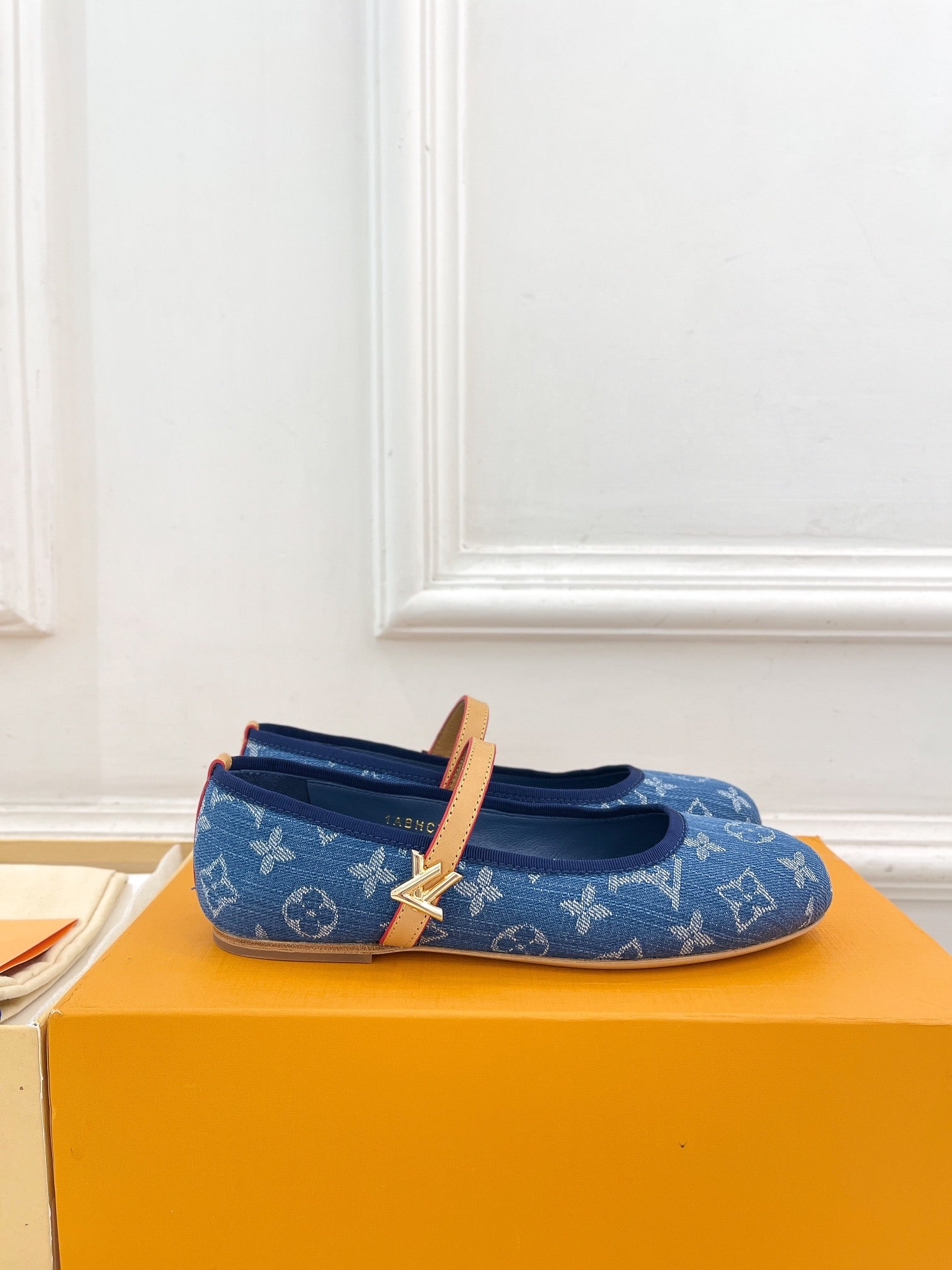 LOUIS VUITTON LV WOMEN ROMY FLAT BALLERINA IN NAVY BLUE MONOGRAM DENIM