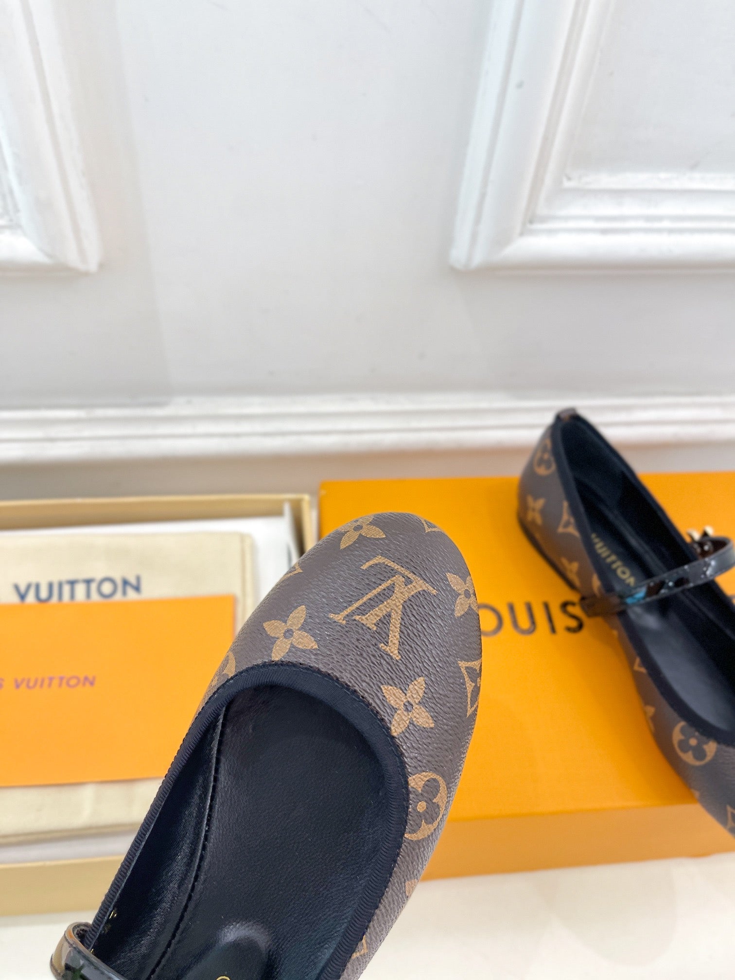 LOUIS VUITTON LV WOMEN ROMY FLAT BALLERINA IN CHOCOLATE BROWN MONOGRAM CALFSKIN