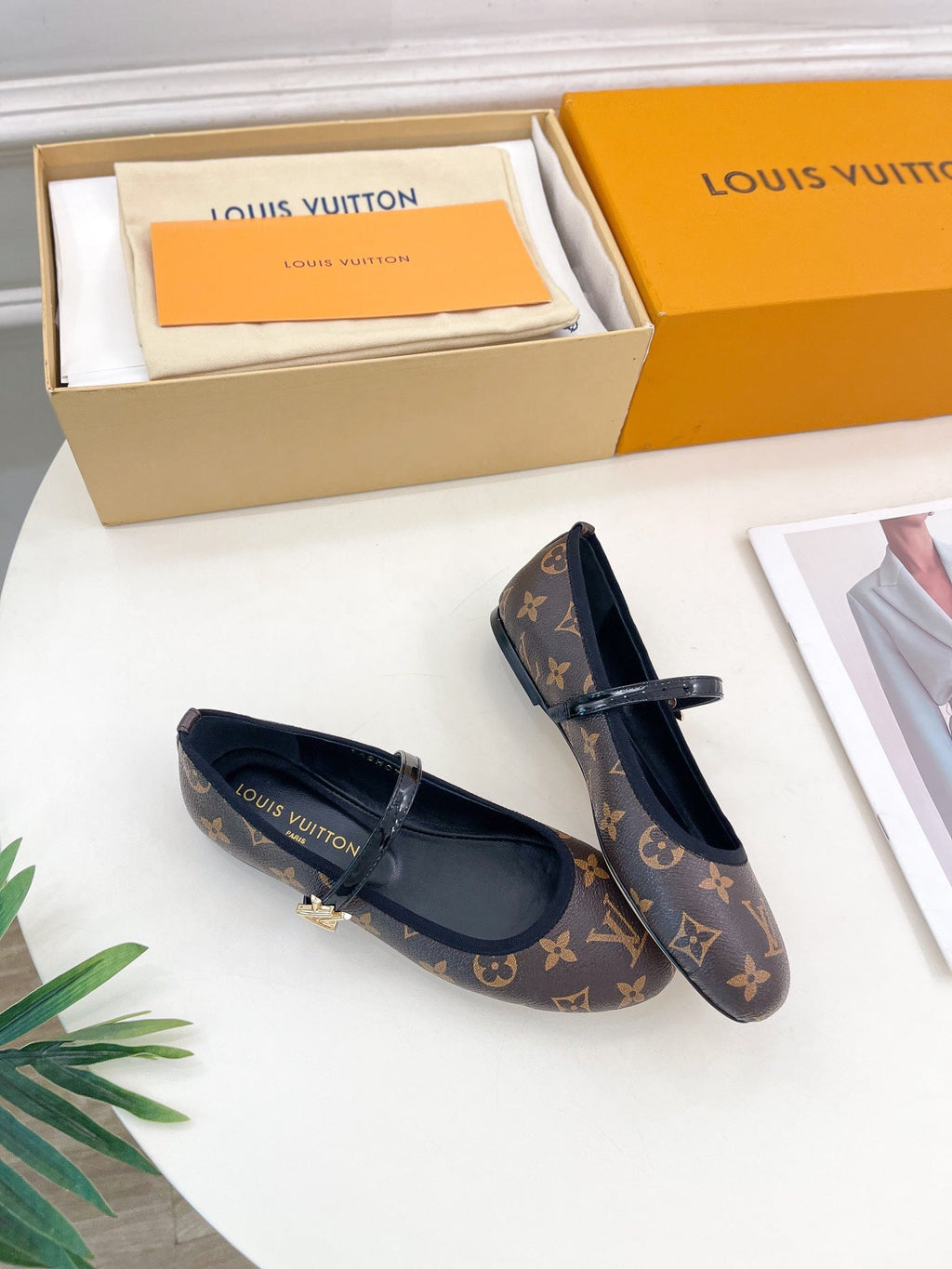 LOUIS VUITTON LV WOMEN ROMY FLAT BALLERINA IN CHOCOLATE BROWN MONOGRAM CALFSKIN