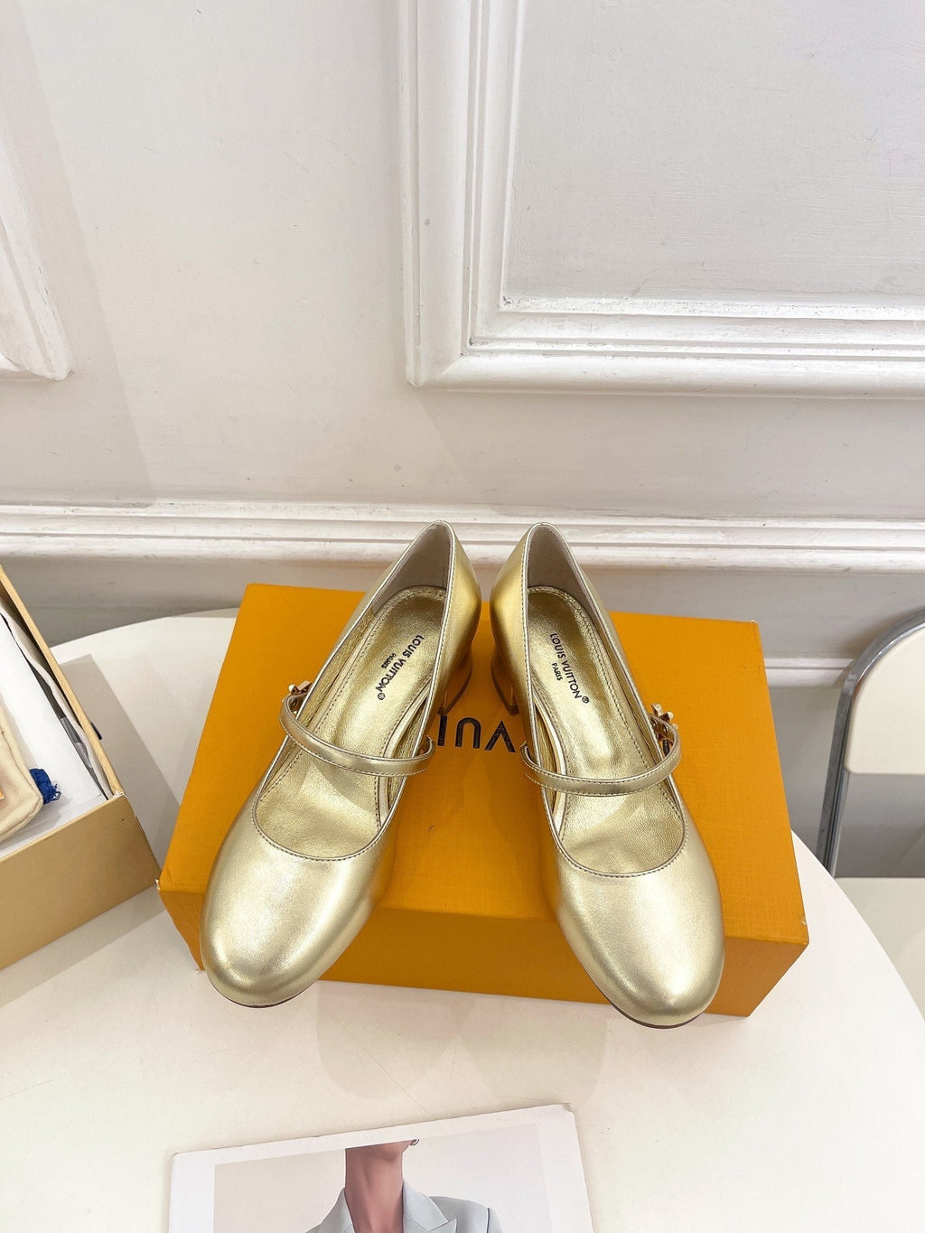 LOUIS VUITTON LV WOMEN ROMY HIGH BALLERINA IN GOLDEN METALLIC LAMBSKIN