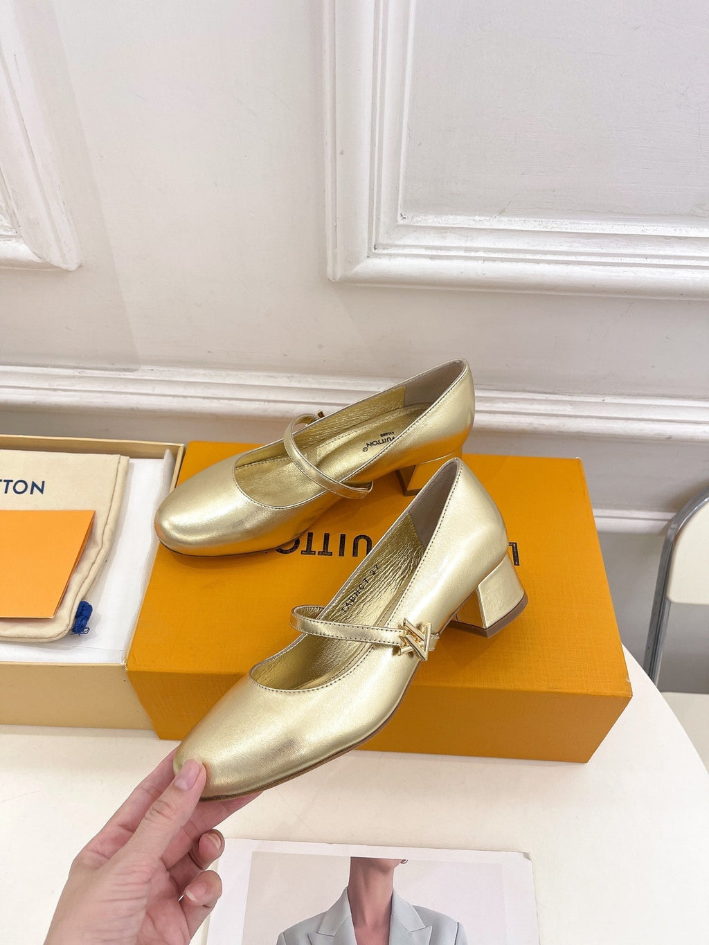 LOUIS VUITTON LV WOMEN ROMY HIGH BALLERINA IN GOLDEN METALLIC LAMBSKIN