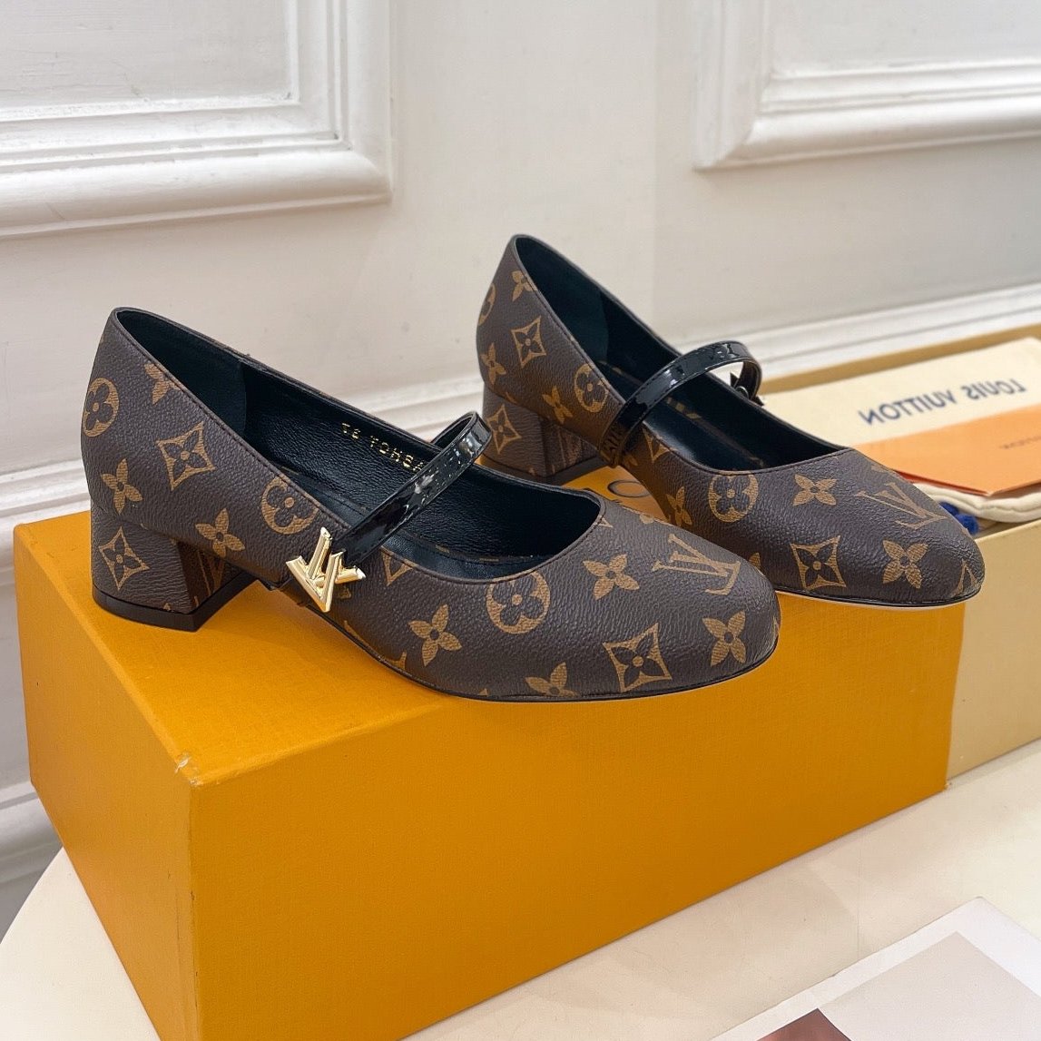 LOUIS VUITTON LV WOMEN ROMY HIGH BALLERINA IN CHOCOLATE BROWN MONOGRAM LAMBSKIN