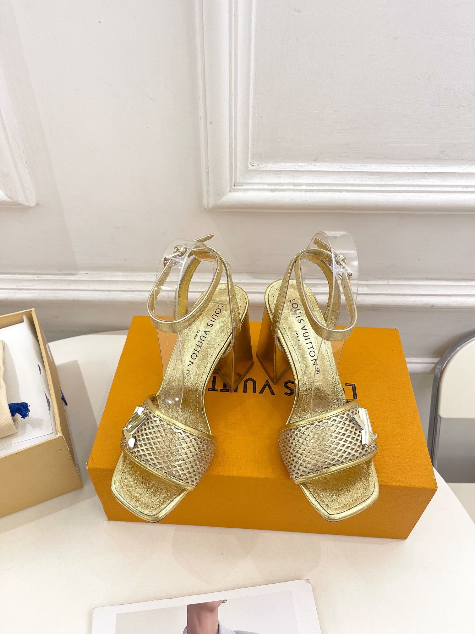 LOUIS VUITTON LV WOMEN HIGH SANDAL IN GOLDEN CALFSKIN