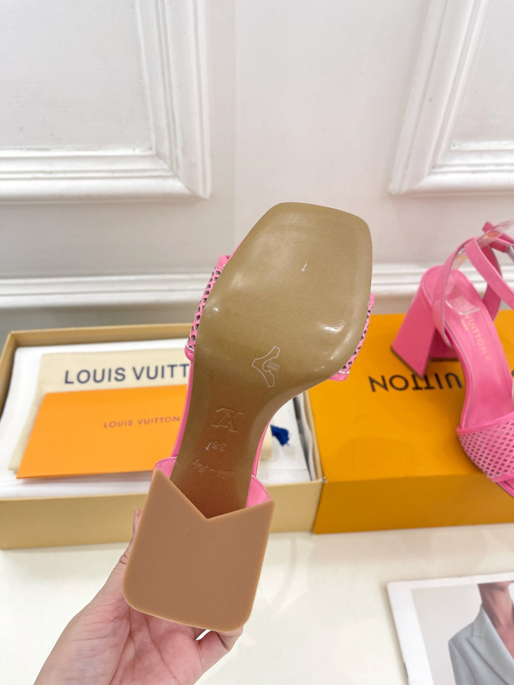 LOUIS VUITTON LV WOMEN HIGH SANDAL IN BRIGHT PINK CALFSKIN