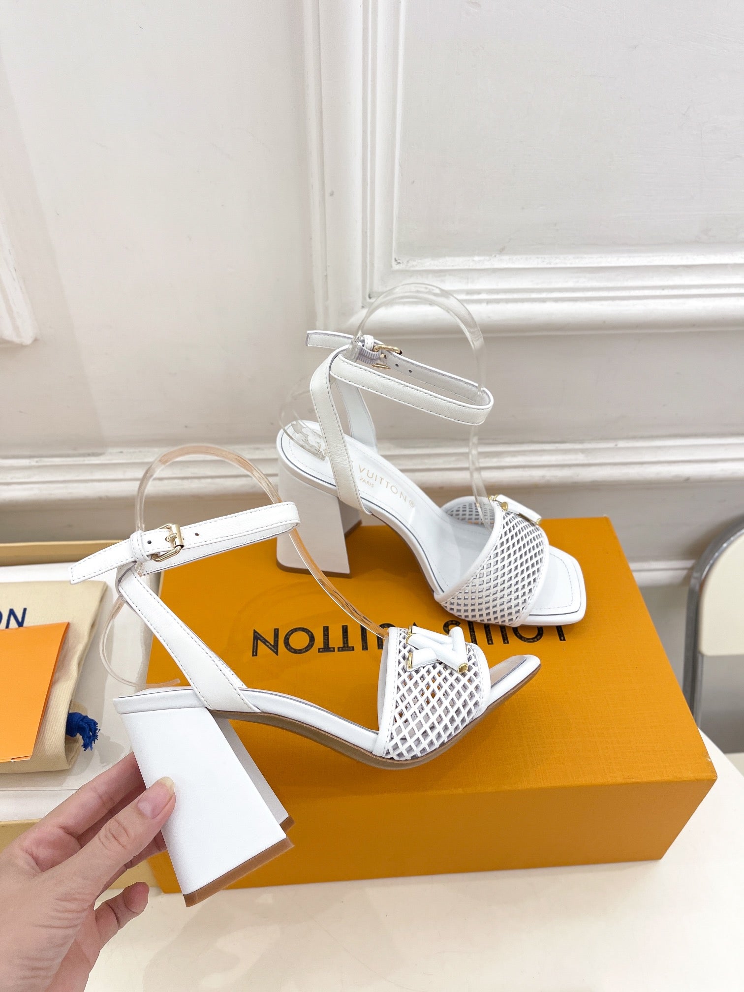 LOUIS VUITTON LV WOMEN HIGH SANDAL IN WHITE CALFSKIN