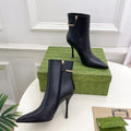 GUCCI SIGNORIA SHORT BOOTS 10.5CM IN BLACK CALFSKIN