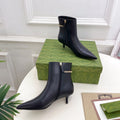 GUCCI SIGNORIA SHORT BOOTS 4.5CM IN BLACK CALFSKIN
