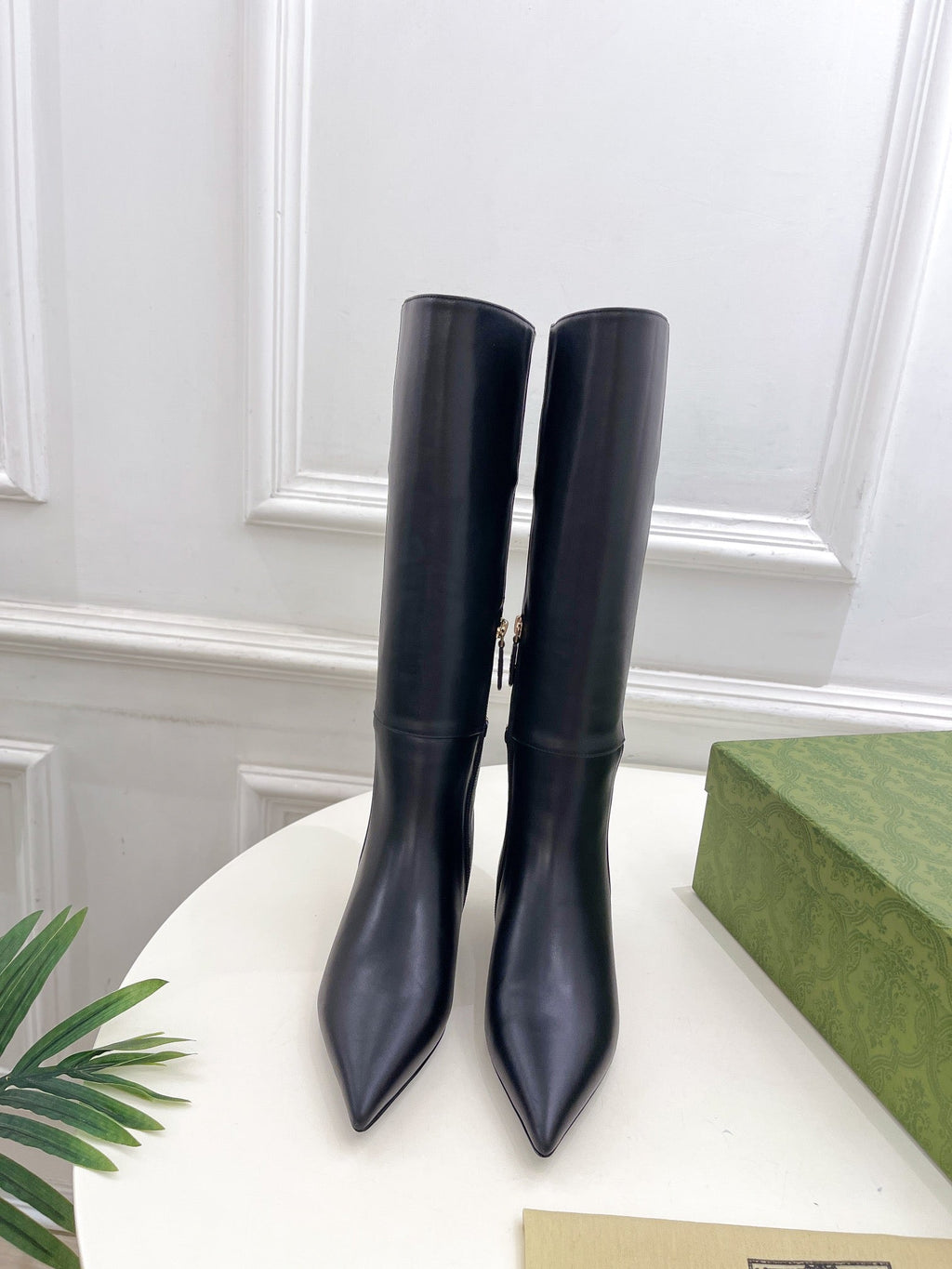 GUCCI SIGNORIA KNEE BOOTS 4.5CM IN BLACK CALFSKIN