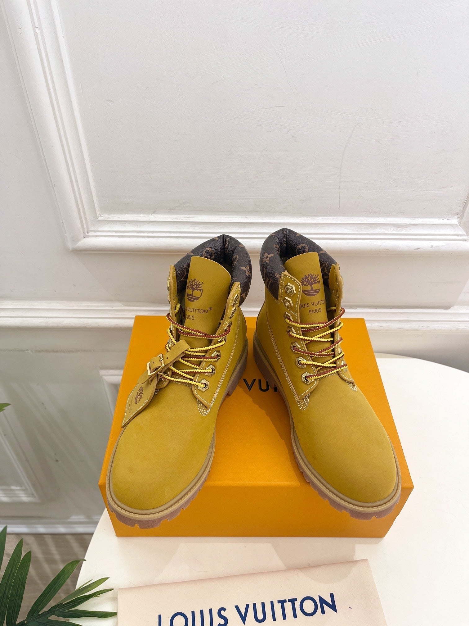 LOUIS VUITTON LV X TIMBERLAND MARTIN BOOT IN PEANUT BROWN SUEDE