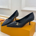 LOUIS VUITTON 6AM HIGH PUMP 5 CM IN BLACK CALFSKIN